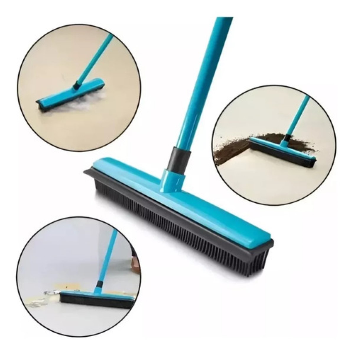 Escoba Pro 2 En 1 Cerdas De Hule Con Jalador Líquidos Y Pelo azul negro