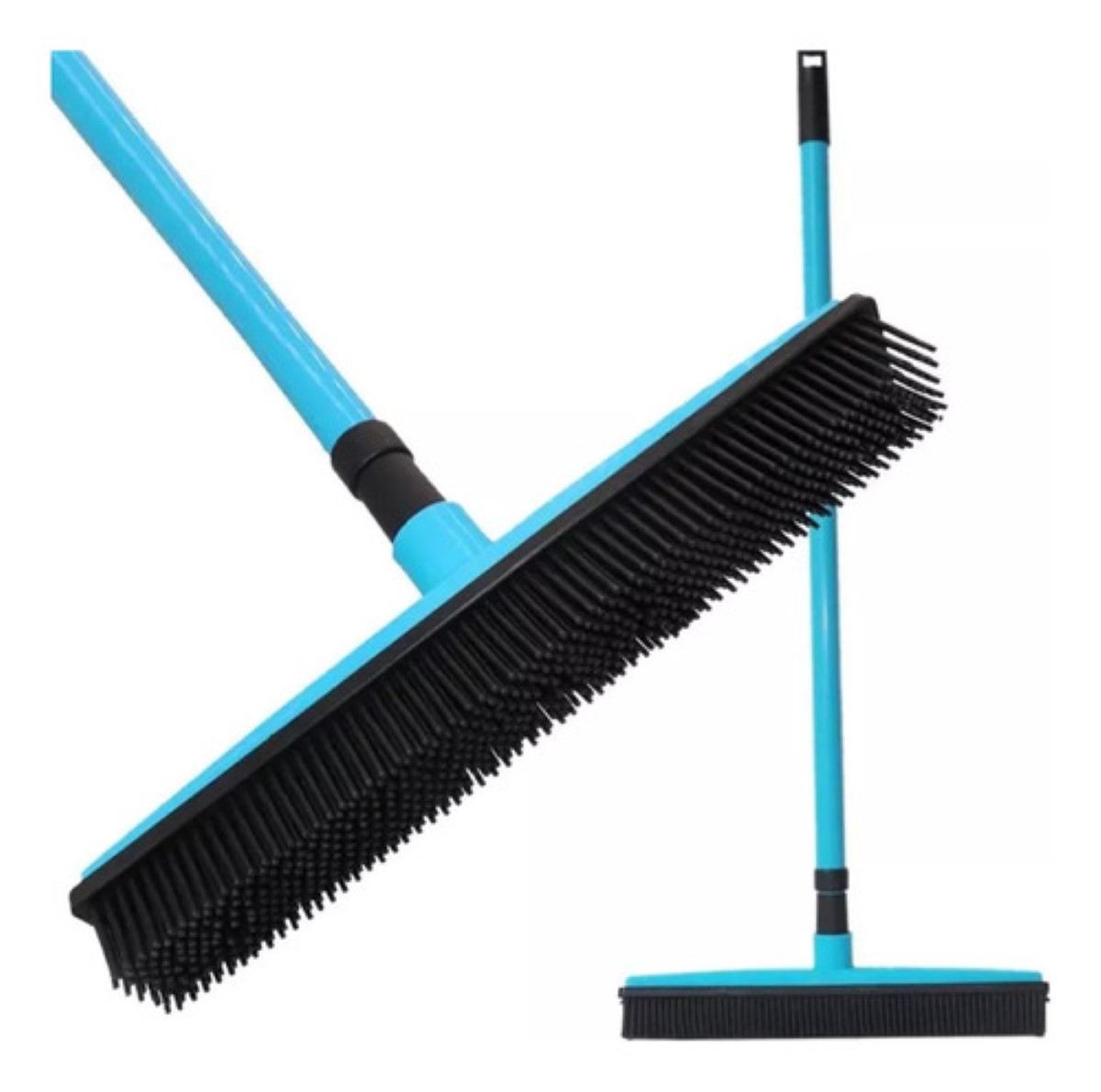 Escoba Pro 2 En 1 Cerdas De Hule Con Jalador Líquidos Y Pelo azul negro
