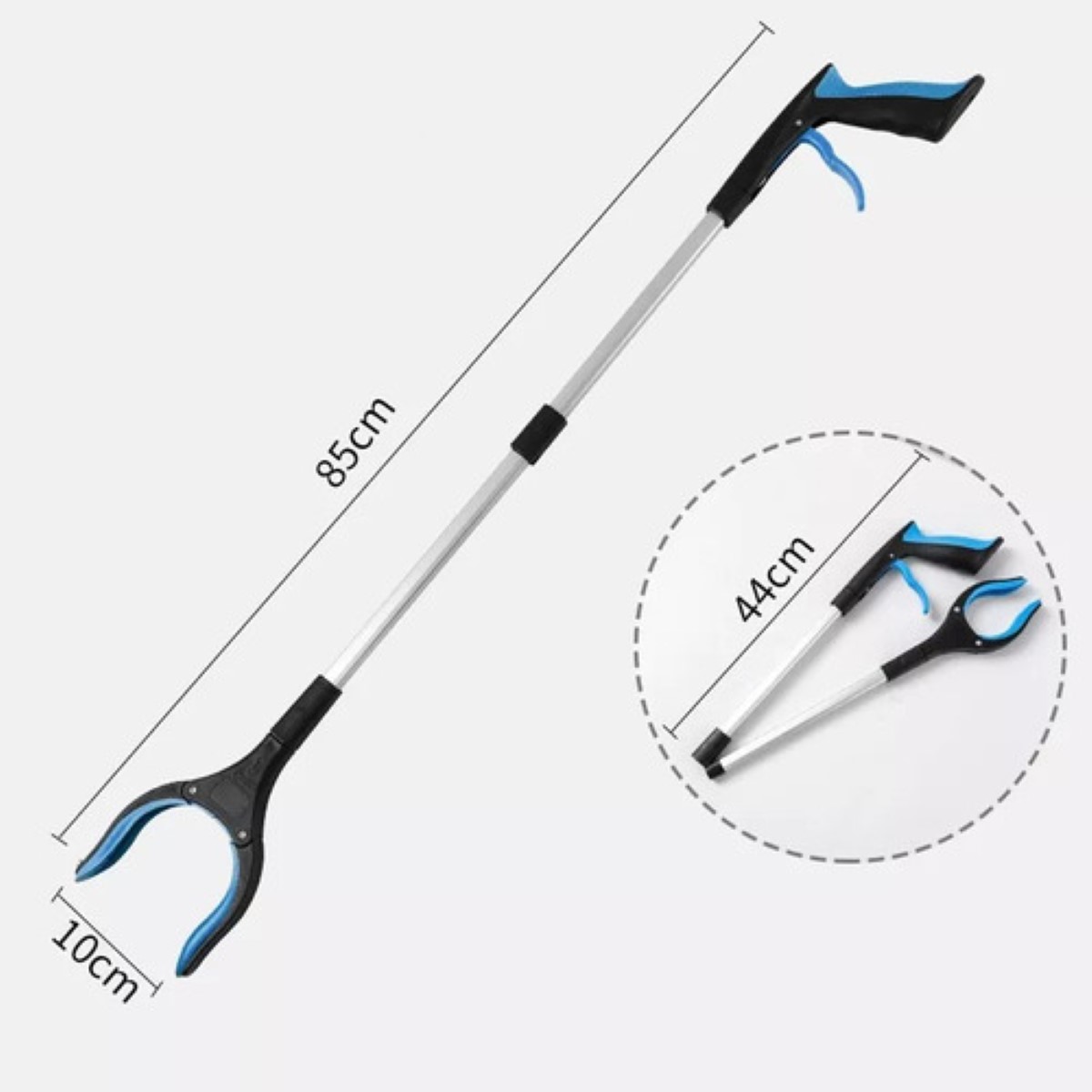 Pistola Alcanza Objetos Con Pinza Extencion De Mano gris azul