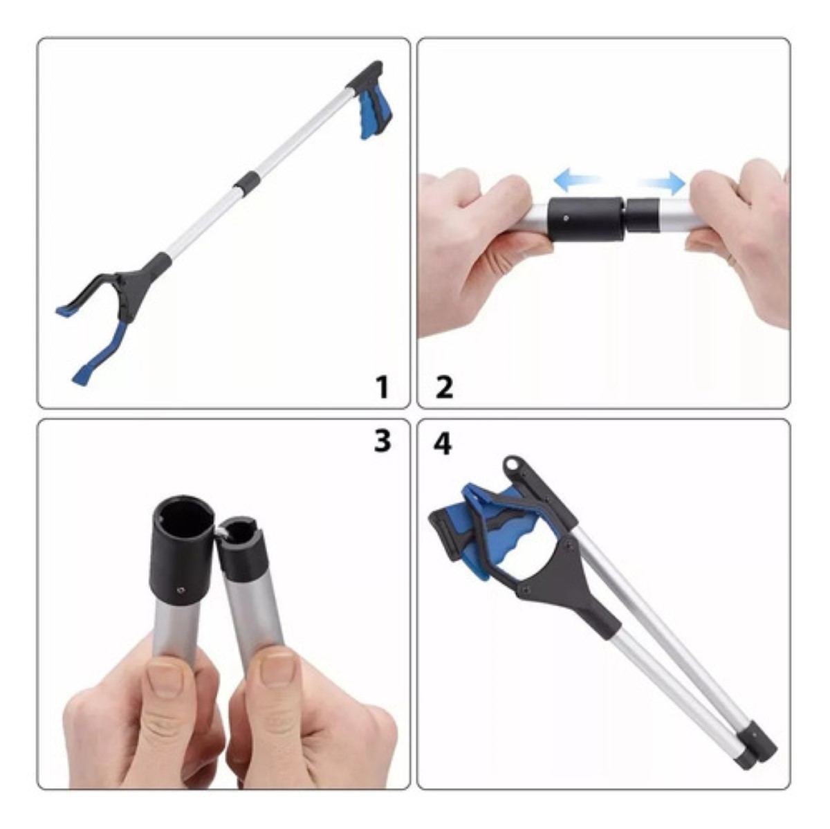 Pistola Alcanza Objetos Con Pinza Extencion De Mano gris azul