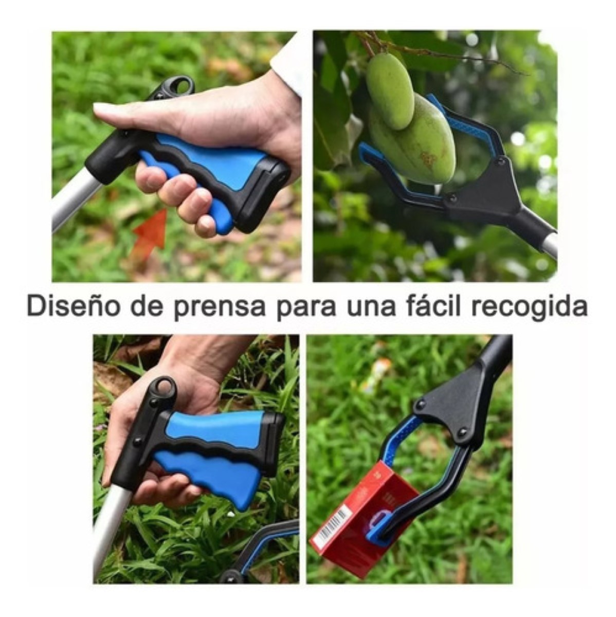 Pistola Alcanza Objetos Con Pinza Extencion De Mano gris azul