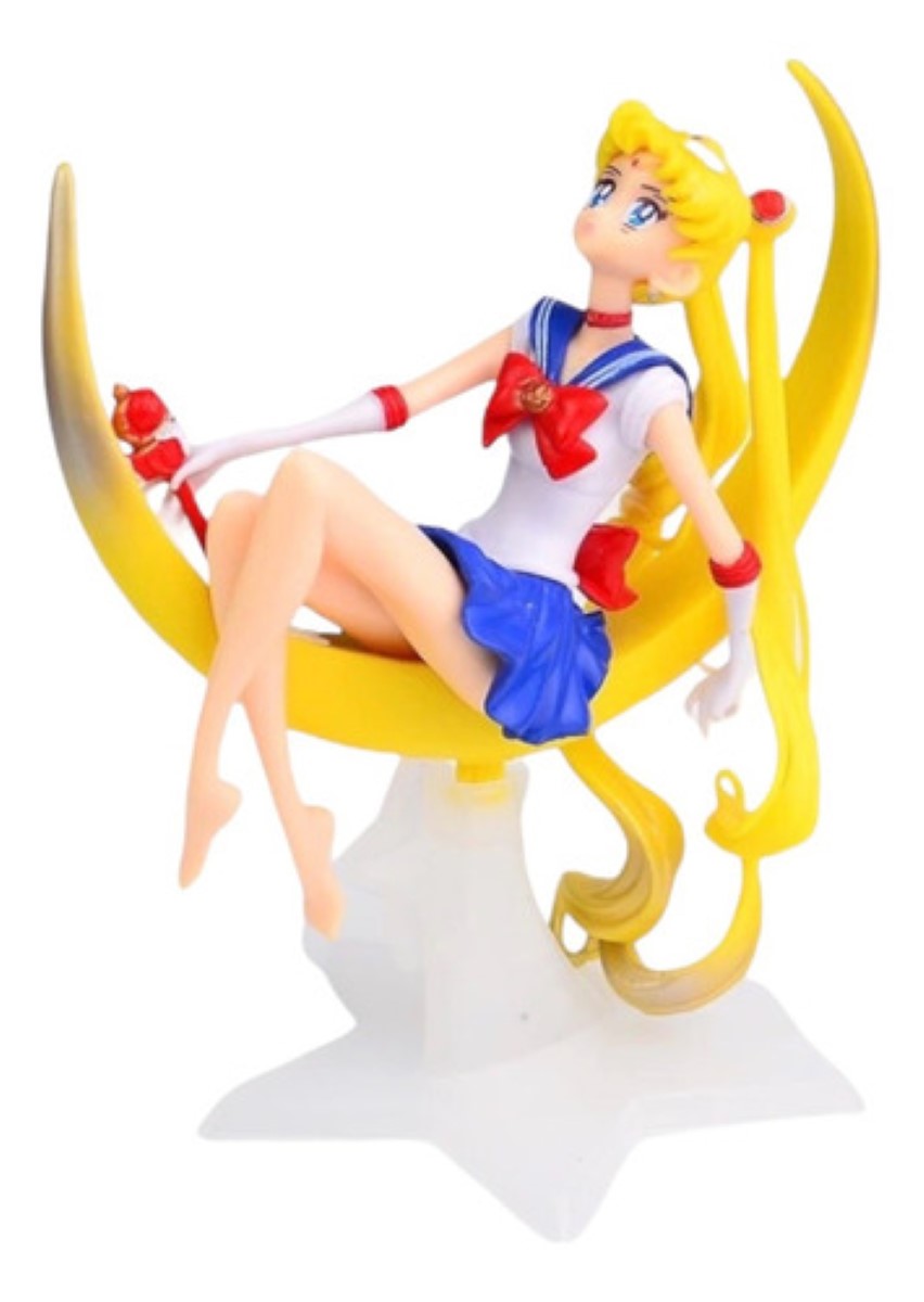 Muñeca Serena De Sailor Moon Con Base Lunar Adorno amarillo luna