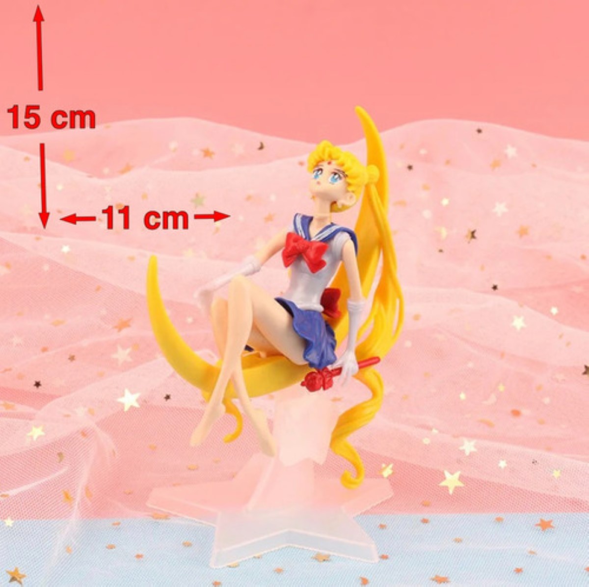 Muñeca Serena De Sailor Moon Con Base Lunar Adorno amarillo luna