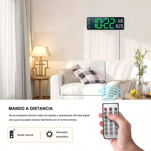Reloj De Pared Digital Con Termómetro, Alarmas Y Calendario Reloj De Pared Digital Con Termómetro, Alarmas Y Calendario
