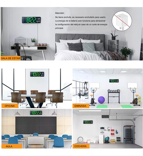 Reloj De Pared Digital Con Termómetro, Alarmas Y Calendario Reloj De Pared Digital Con Termómetro, Alarmas Y Calendario