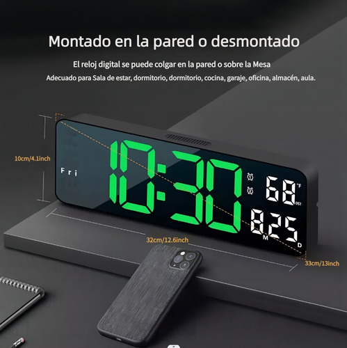 Reloj De Pared Digital Con Termómetro, Alarmas Y Calendario Reloj De Pared Digital Con Termómetro, Alarmas Y Calendario