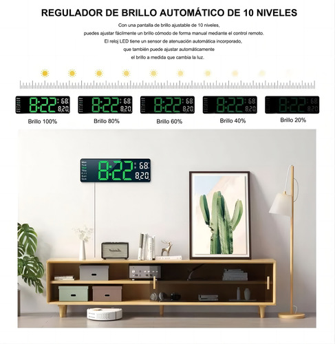 Reloj De Pared Digital Con Termómetro, Alarmas Y Calendario Reloj De Pared Digital Con Termómetro, Alarmas Y Calendario
