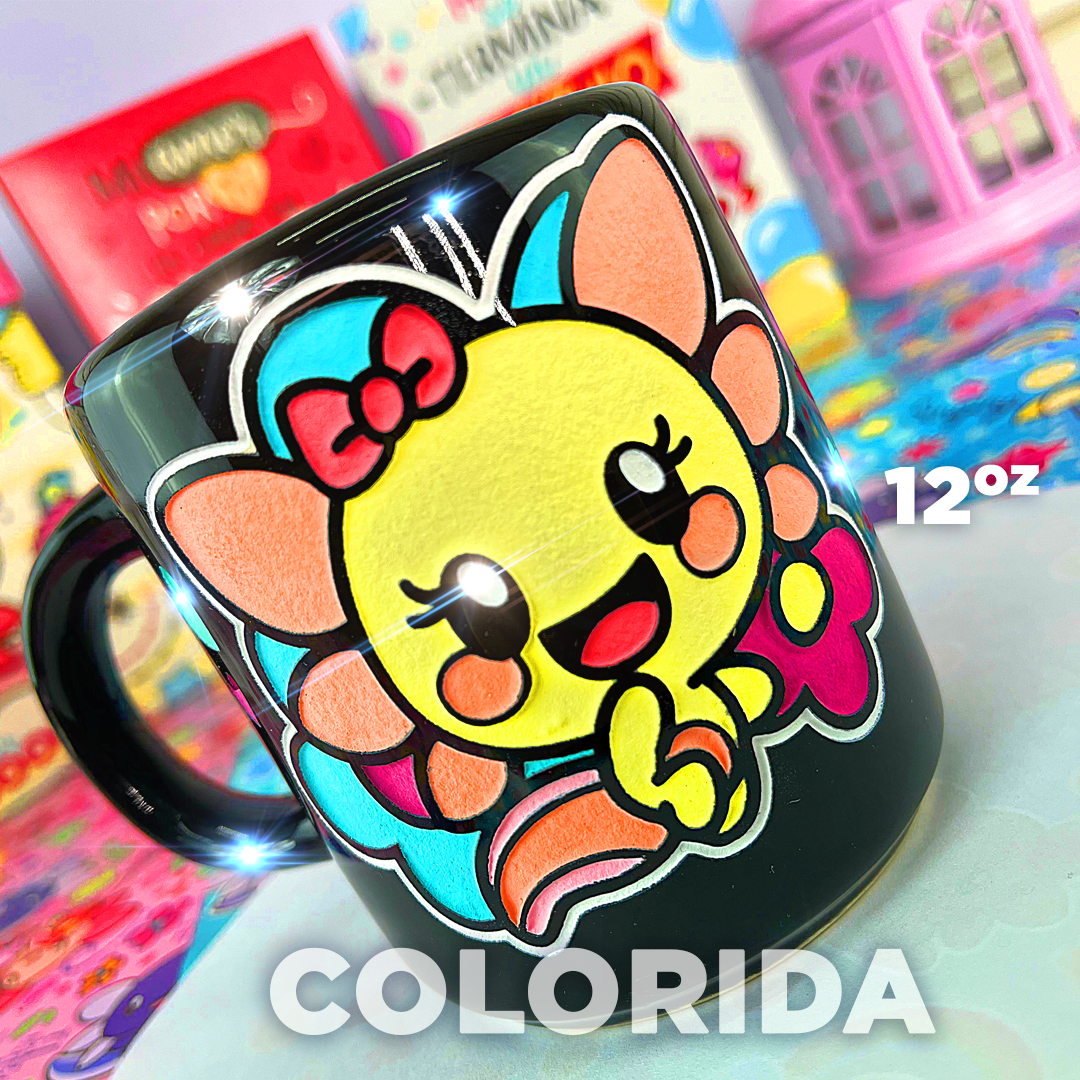 Taza de cerámica Xoli & Sashoo Artesanal Ajolote Amarilla Xolotl 16 oz.