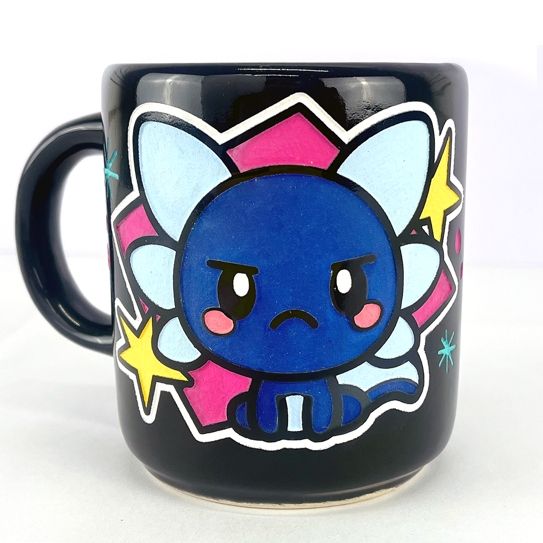 Taza de cerámica Xoli & Sashoo Artesanal Ajolote Azul Obscuro Xolotl 16 oz.