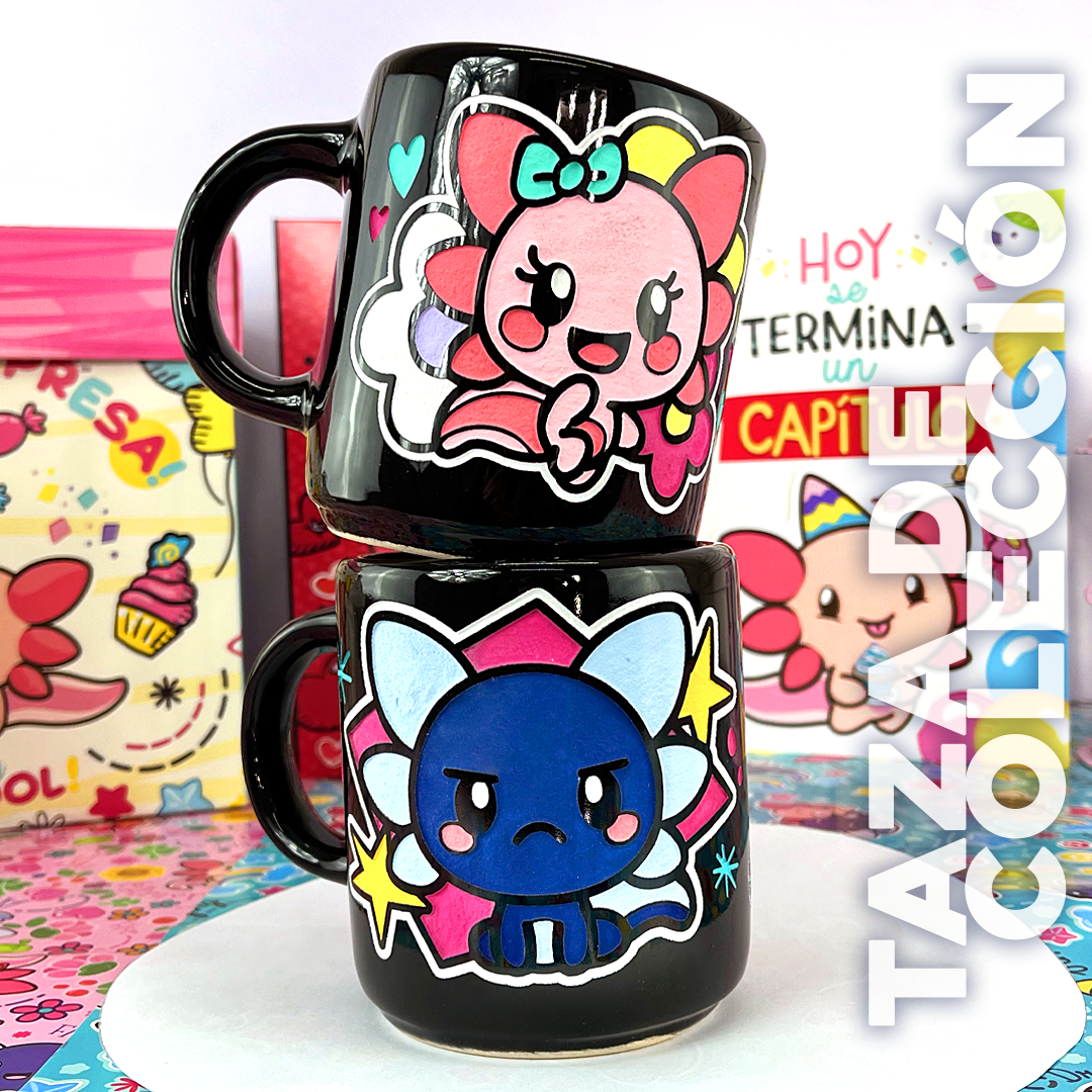 Taza de cerámica Xoli & Sashoo Artesanal Ajolote Azul Obscuro Xolotl 16 oz.