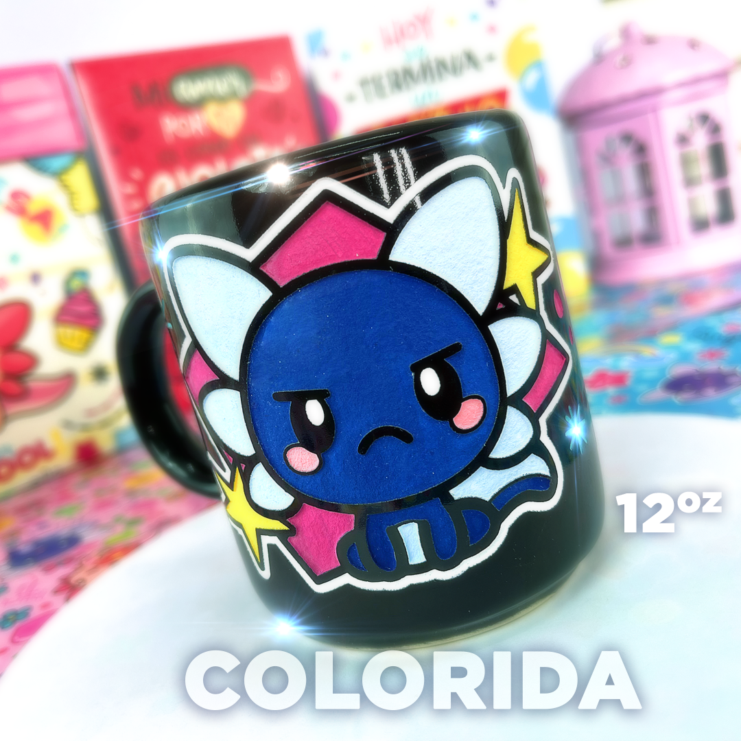 Taza de cerámica Xoli & Sashoo Artesanal Ajolote Azul Obscuro Xolotl 16 oz.