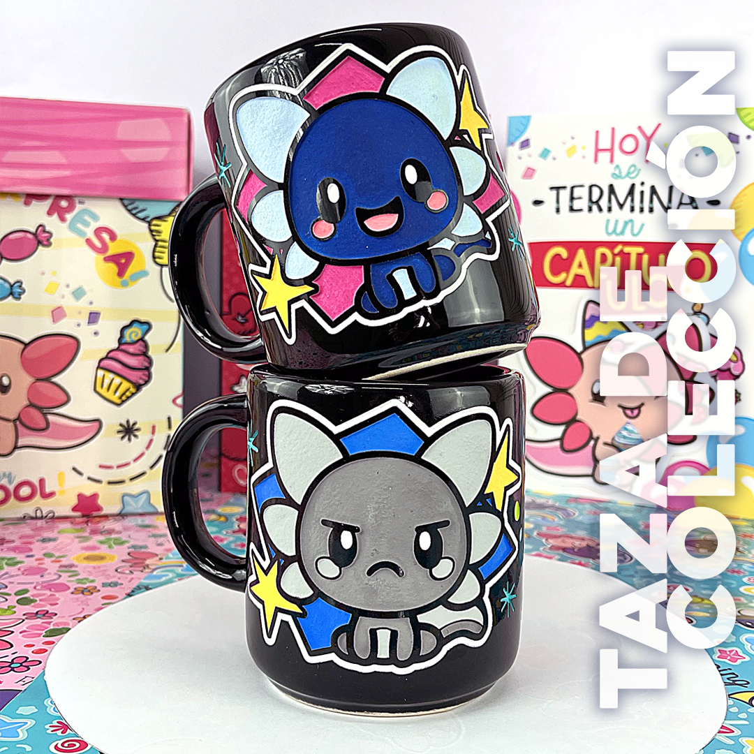 Taza de cerámica Xoli & Sashoo Artesanal Ajolote Gris Xolotl 16 oz.