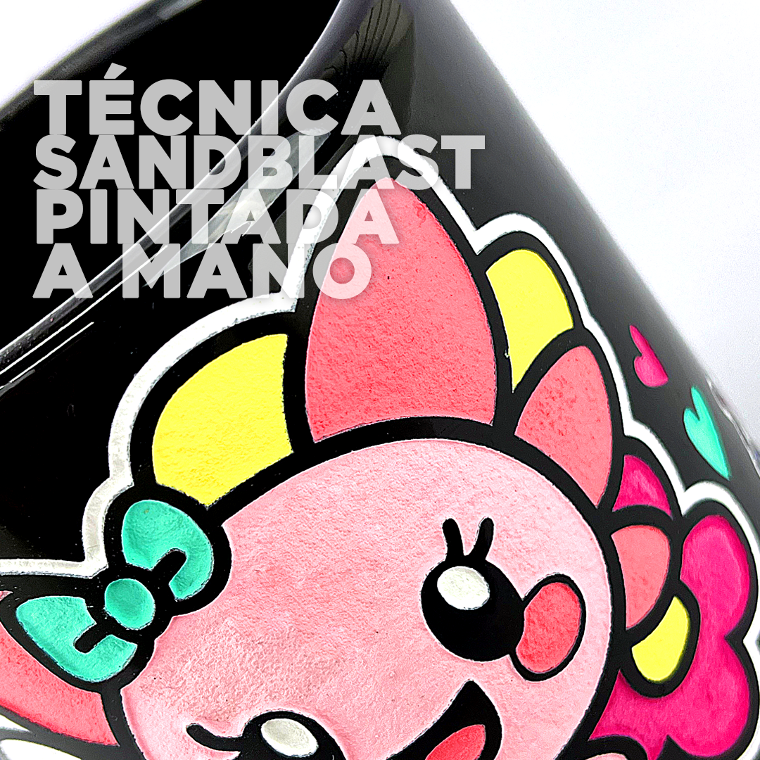 Taza de cerámica Xoli & Sashoo Artesanal Ajolote Rosa Xolotl 16 oz.
