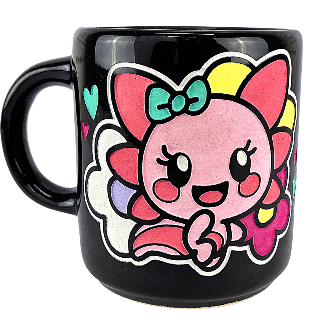 Taza de cerámica Xoli & Sashoo Artesanal Ajolote Rosa Xolotl 16 oz.