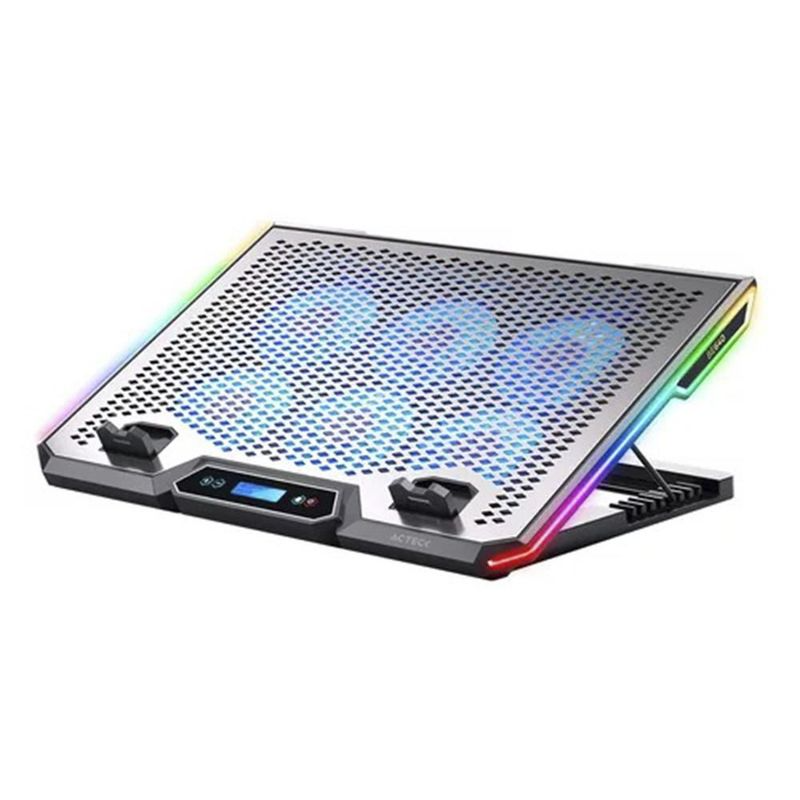 BASE ENFRIADORA ACTECK FROOST ZERO BE640 ALUMINIO + ABS 6X VENTILADORES 2X PUERTOS USB RGB AC-940788