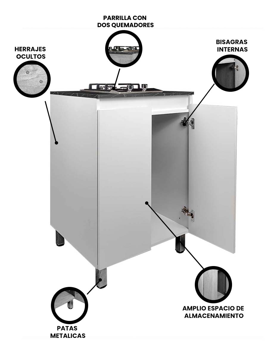 Gabinete Inferior De Cocina MARGARITA Con Parrilla De Gas