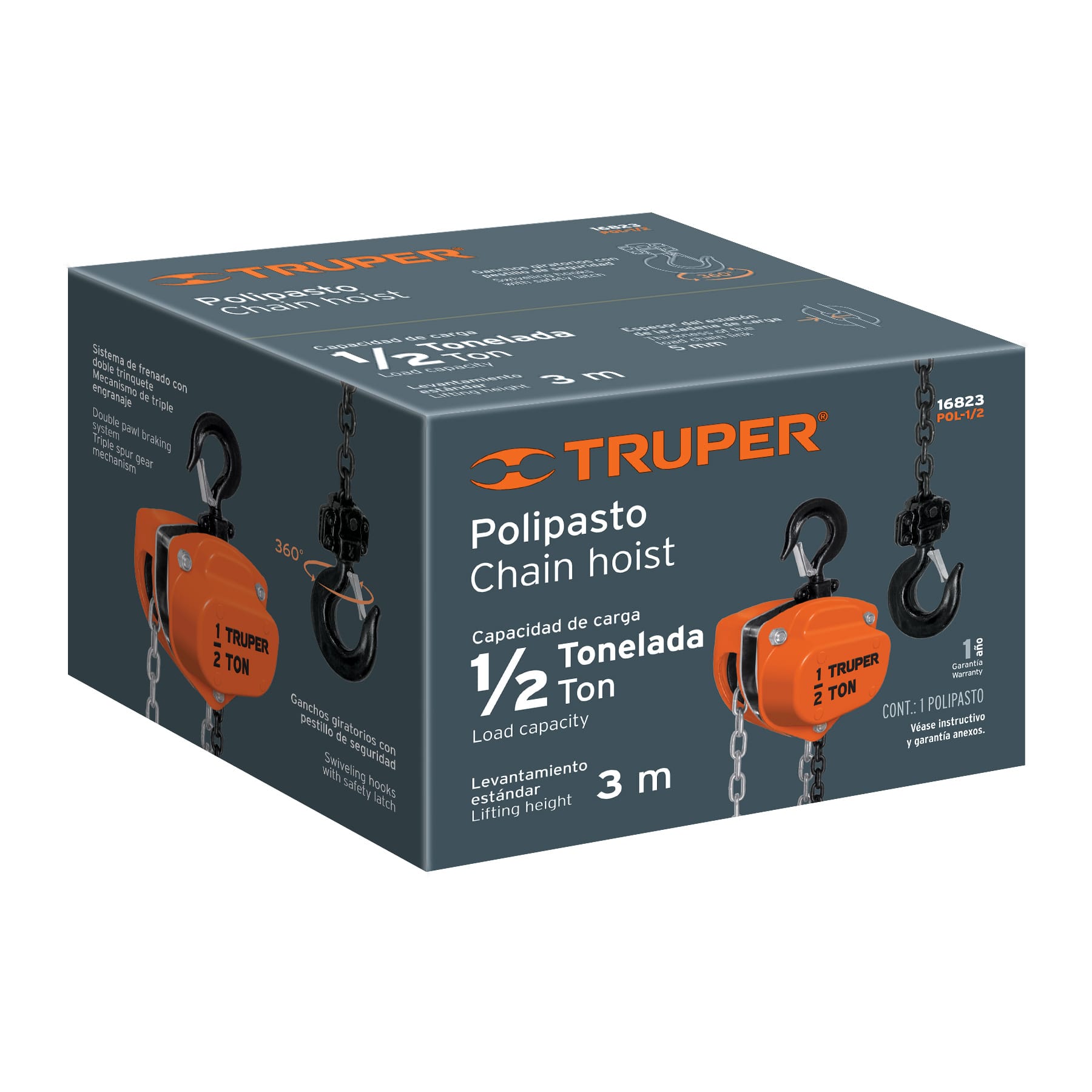 Polipasto de cadena de 1/2 ton, Truper