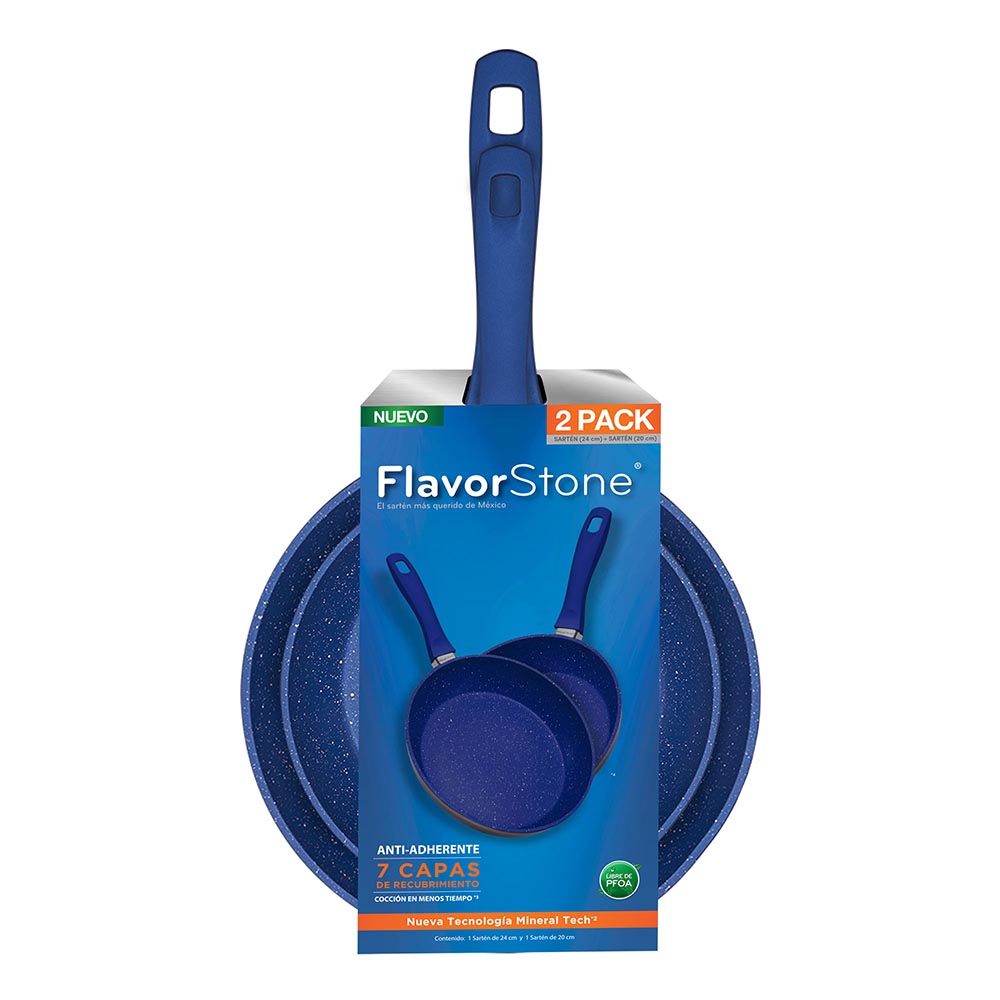 Juego De Sartenes Antiadherentes Flavorstone Set 20 Y 24cm color AZUL