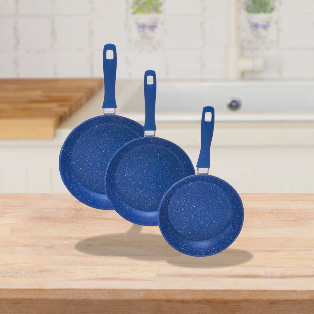 Juego De Sartenes Antiadherentes Flavorstone 20, 24 Y 28 Cm color azul