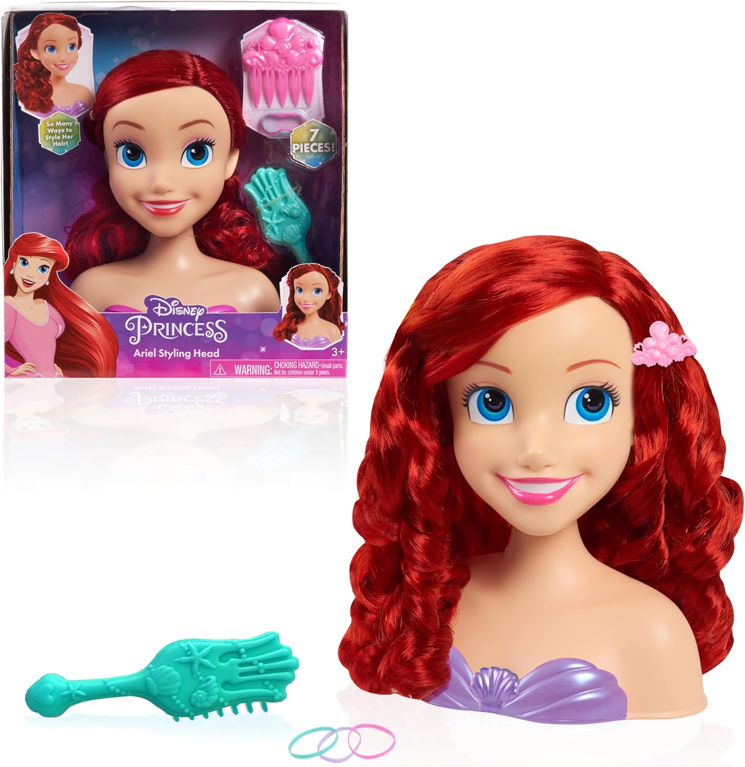 Princesa Ariel Cabeza Para Peinar 7 Piezas Disney