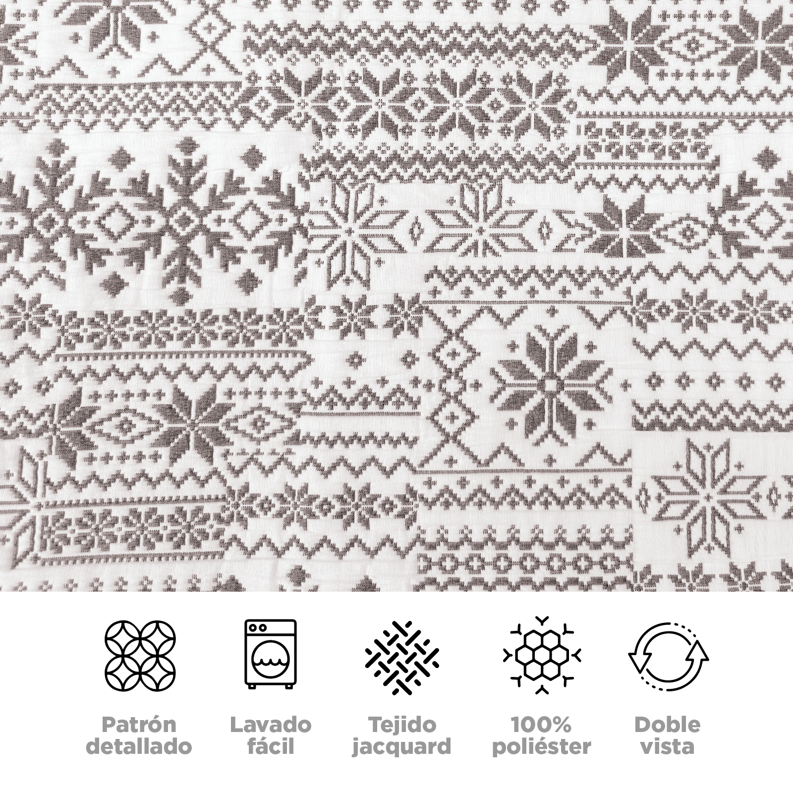 Edredón Doble Vista Queen Size Jacquard Zantelo Color Seppen Café