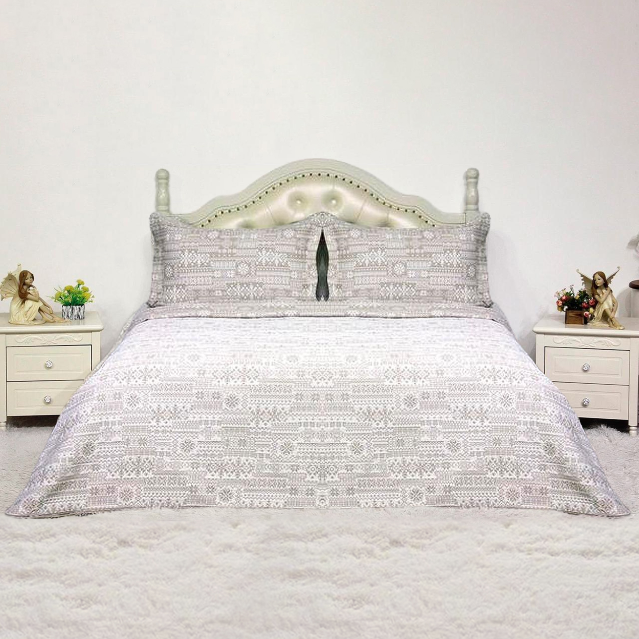 Edredón Doble Vista Queen Size Jacquard Zantelo Color Seppen Café