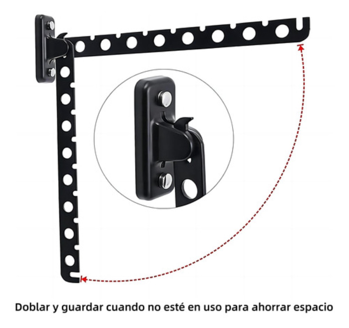 2pcs Reforzado Tendedero Retractil Plegable Montado En Pared negro