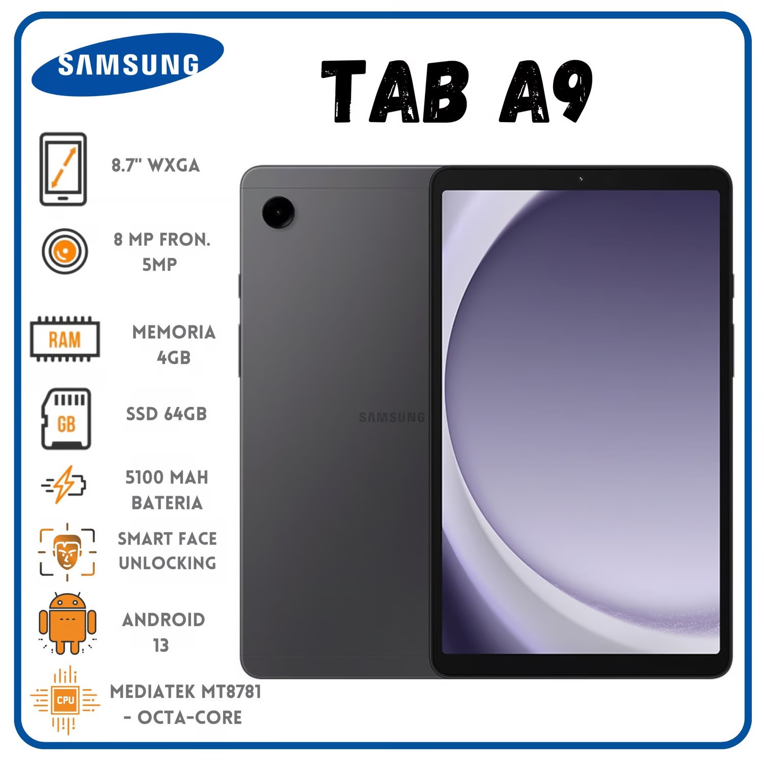 Tableta Samsung Galaxy  Tab A9 64Gb 4Ram WiFi X110