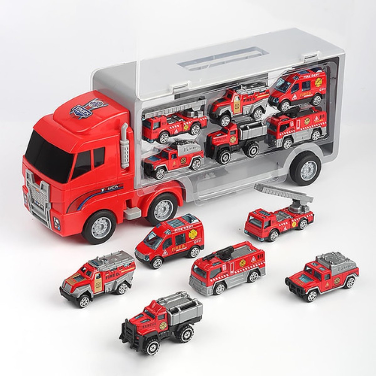 Juguetes De Camión De Bomberos Para Niños 7 En1 rojo