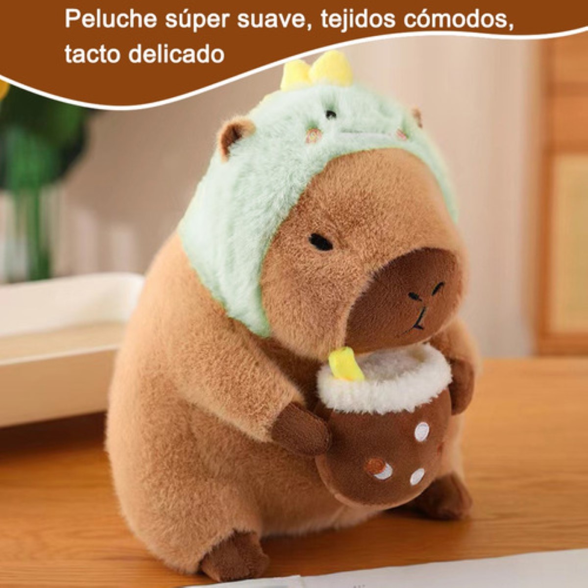 Capibara Peluche 35cm Juguetes  cafe verde dinosauirio