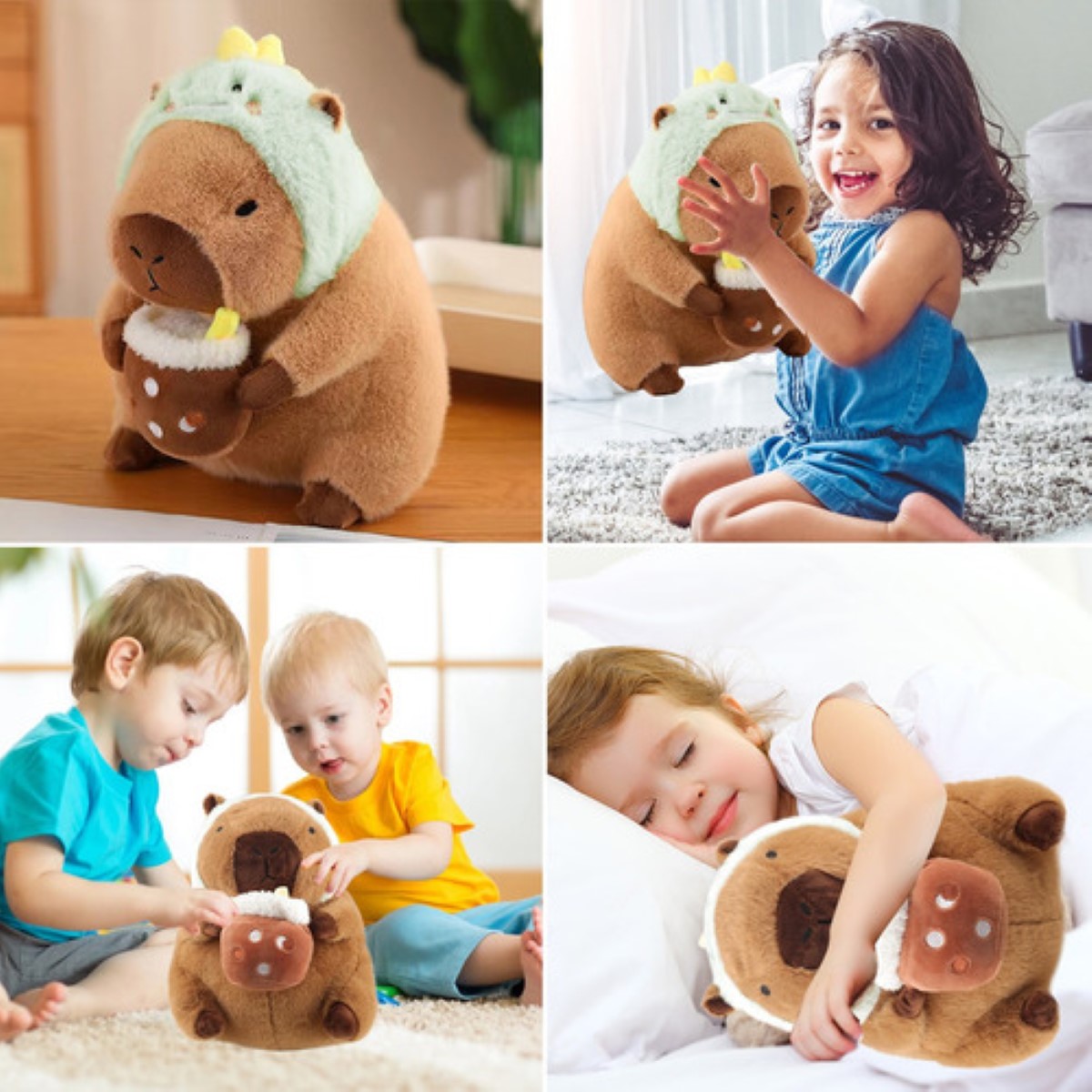 Capibara Peluche 35cm Juguetes  cafe verde dinosauirio