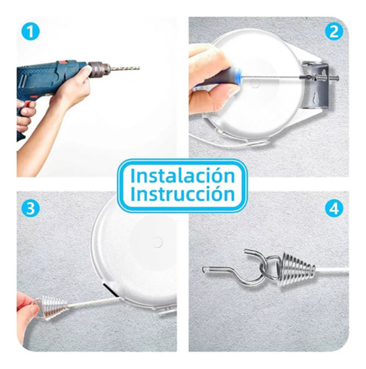 2 Tendedero Retráctil Plegable Para Interior Y Exterior 30m gris