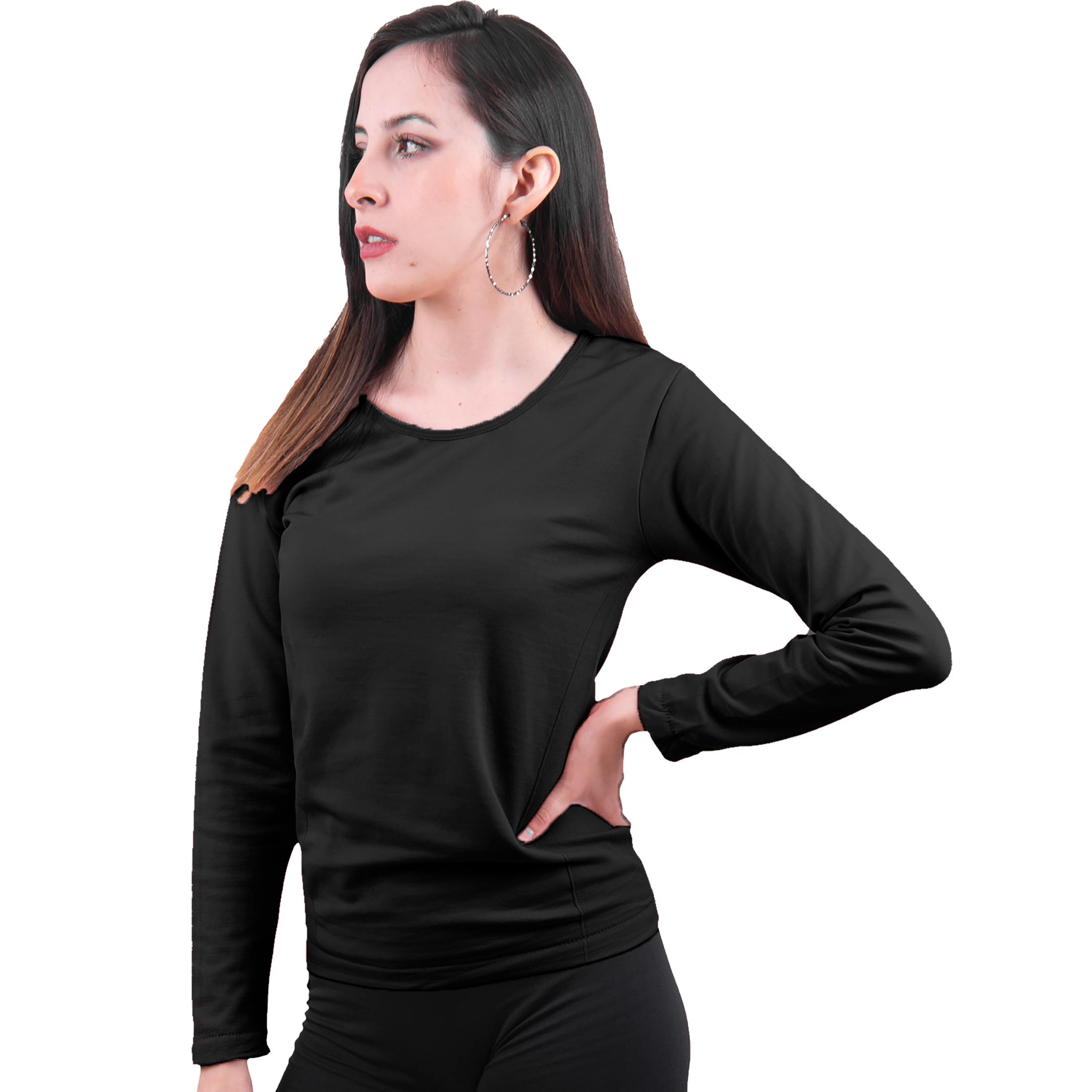 Blusa Termica Mujer, Manga Larga, Cuello Redondo, Unitalla, Playera, Casual, Basica, Camiseta, Uso Diario