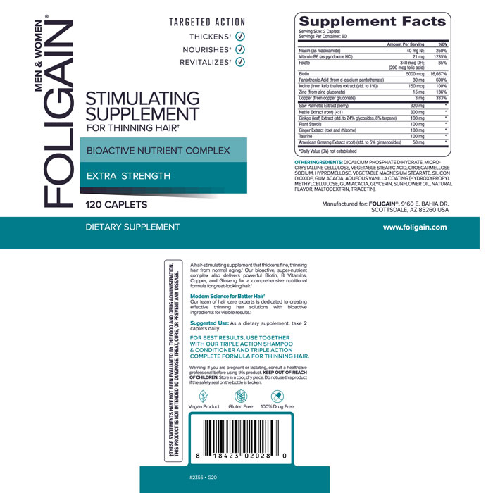 Foligain Suplemento Estimulante para la Pérdida del Cabello 120 Cápsulas.