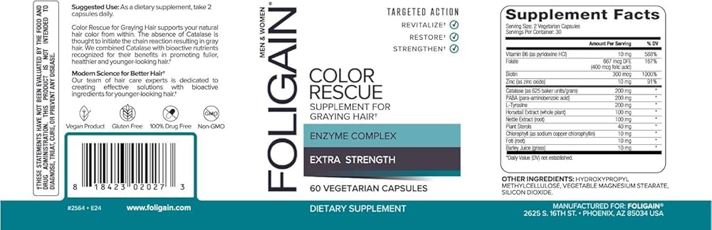 Foligain Color Rescue Suplemento Anticanas 60 Cápsulas