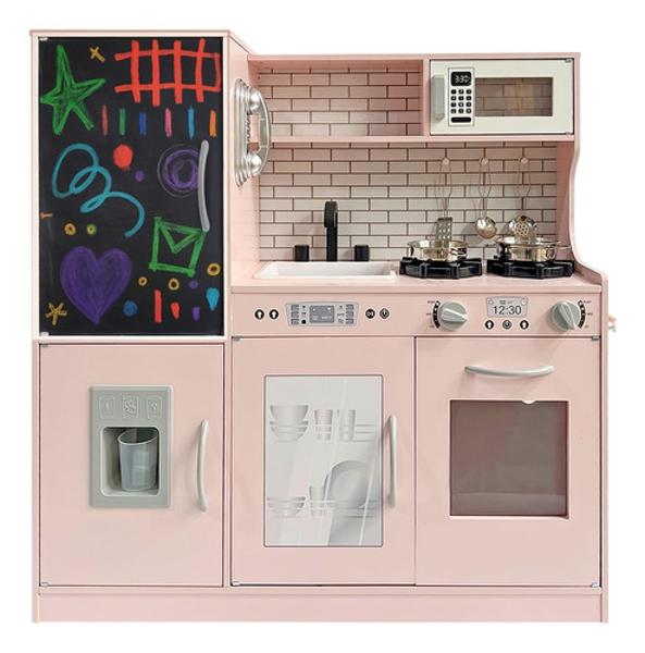 Cocina Juguete Rosa Niñas Infantil Madera Moderna Accesorios Little Monkey