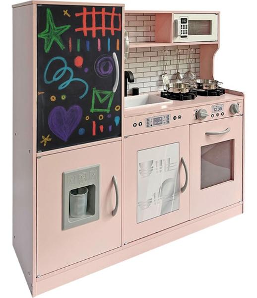 Cocina Juguete Rosa Niñas Infantil Madera Moderna Accesorios Little Monkey
