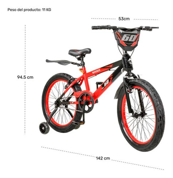 Bicicleta Infantil Rodada 20 Niños Bici Color Rojo Luces Led Little Monkey