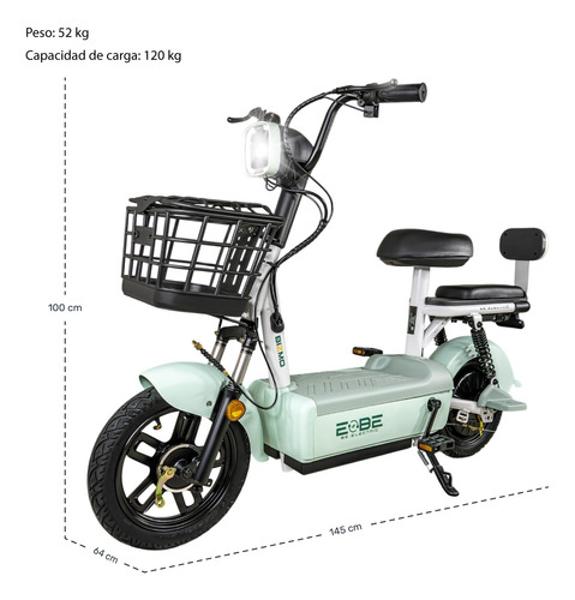 Bicicleta Electrica Bicimoto 350w 12v 25km/h Luces Full Led Menta BIZMO