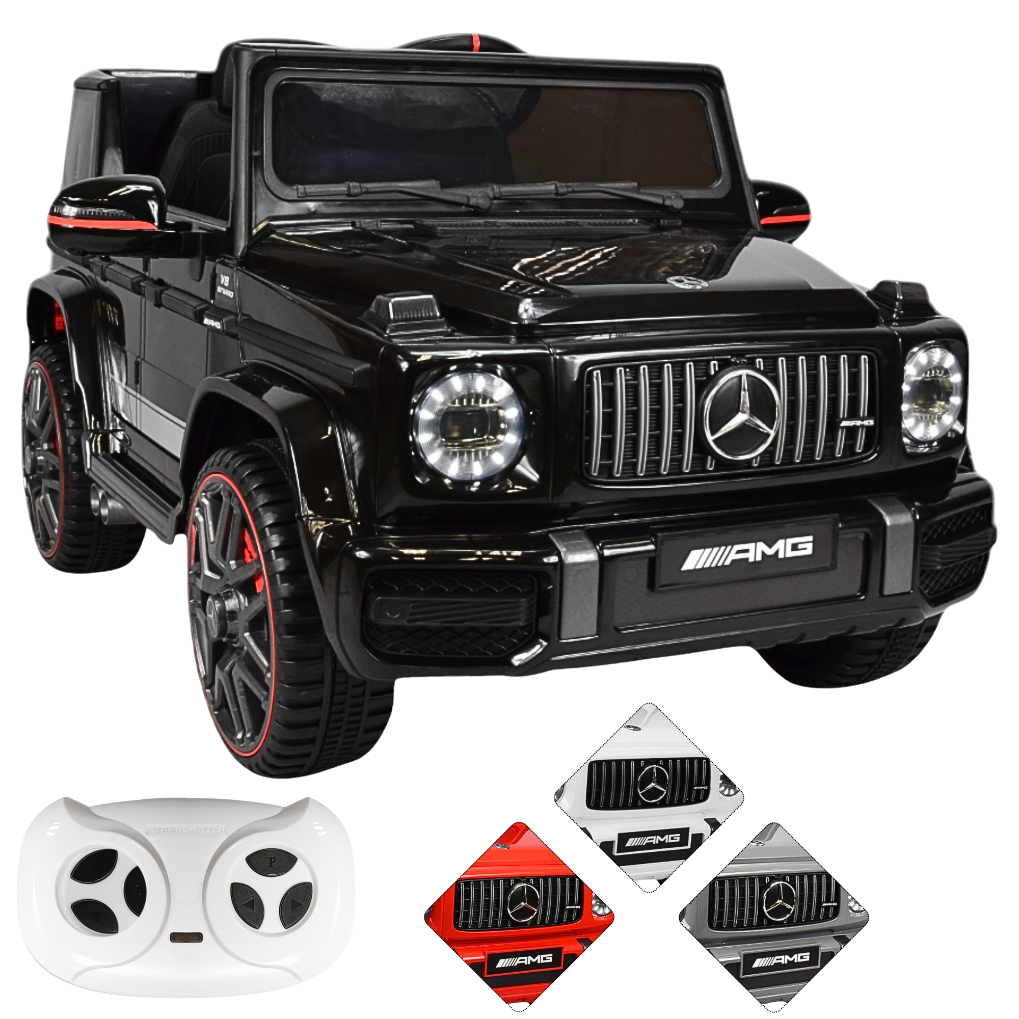 Montable Electrico AMG Camioneta Mercedes-Benz G63 Control Remoto 12v Luz y Sonido Conexión USB, Micro SD, MP3 Soporta Hasta 35 kg - Negro