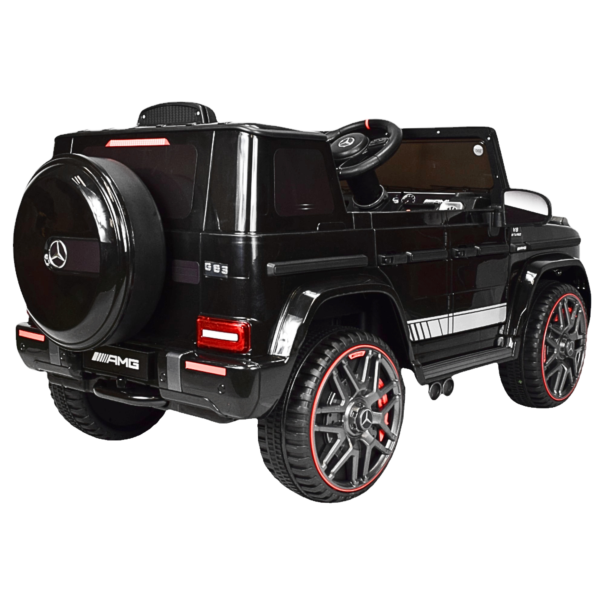 Montable Electrico AMG Camioneta Mercedes-Benz G63 Control Remoto 12v Luz y Sonido Conexión USB, Micro SD, MP3 Soporta Hasta 35 kg - Negro