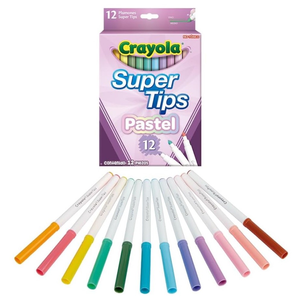 Crayola Super Tips Pastel, 12 Marcadores
