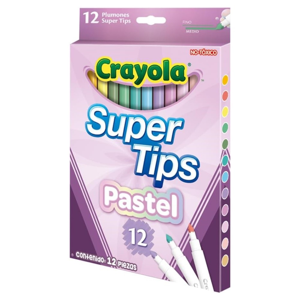 Crayola Super Tips Pastel, 12 Marcadores
