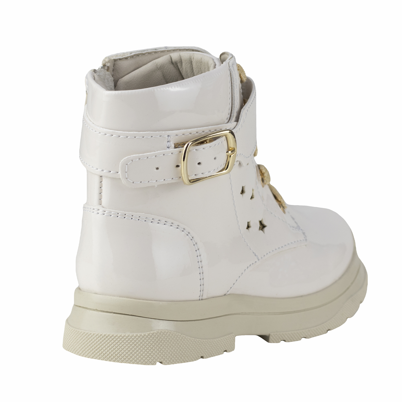 Botas De Charol Urbana Karsten Niña 50009-1c Hueso Estrellas