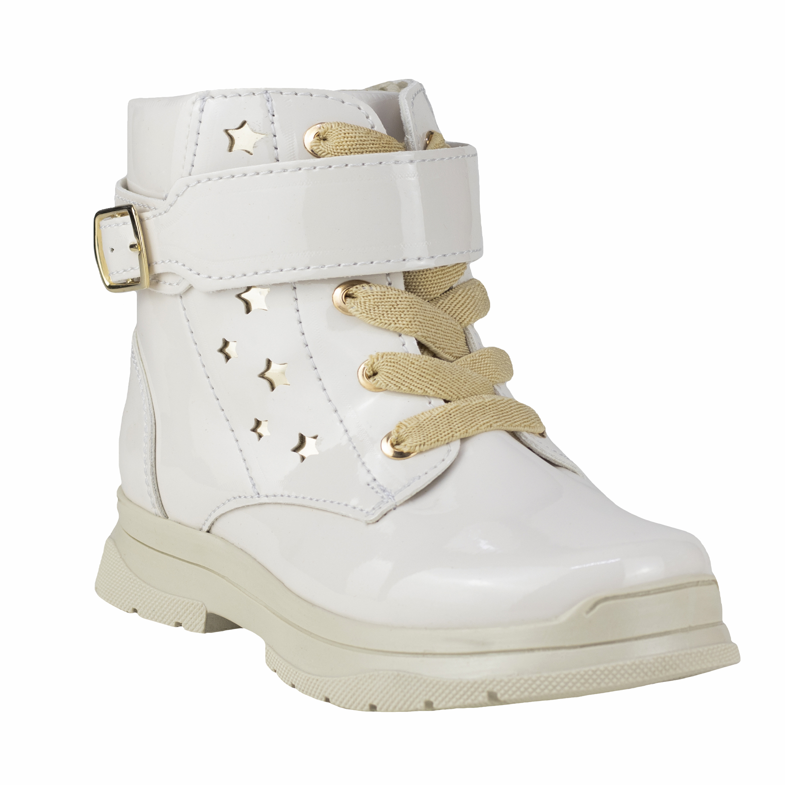 Botas De Charol Urbana Karsten Niña 50009-1c Hueso Estrellas