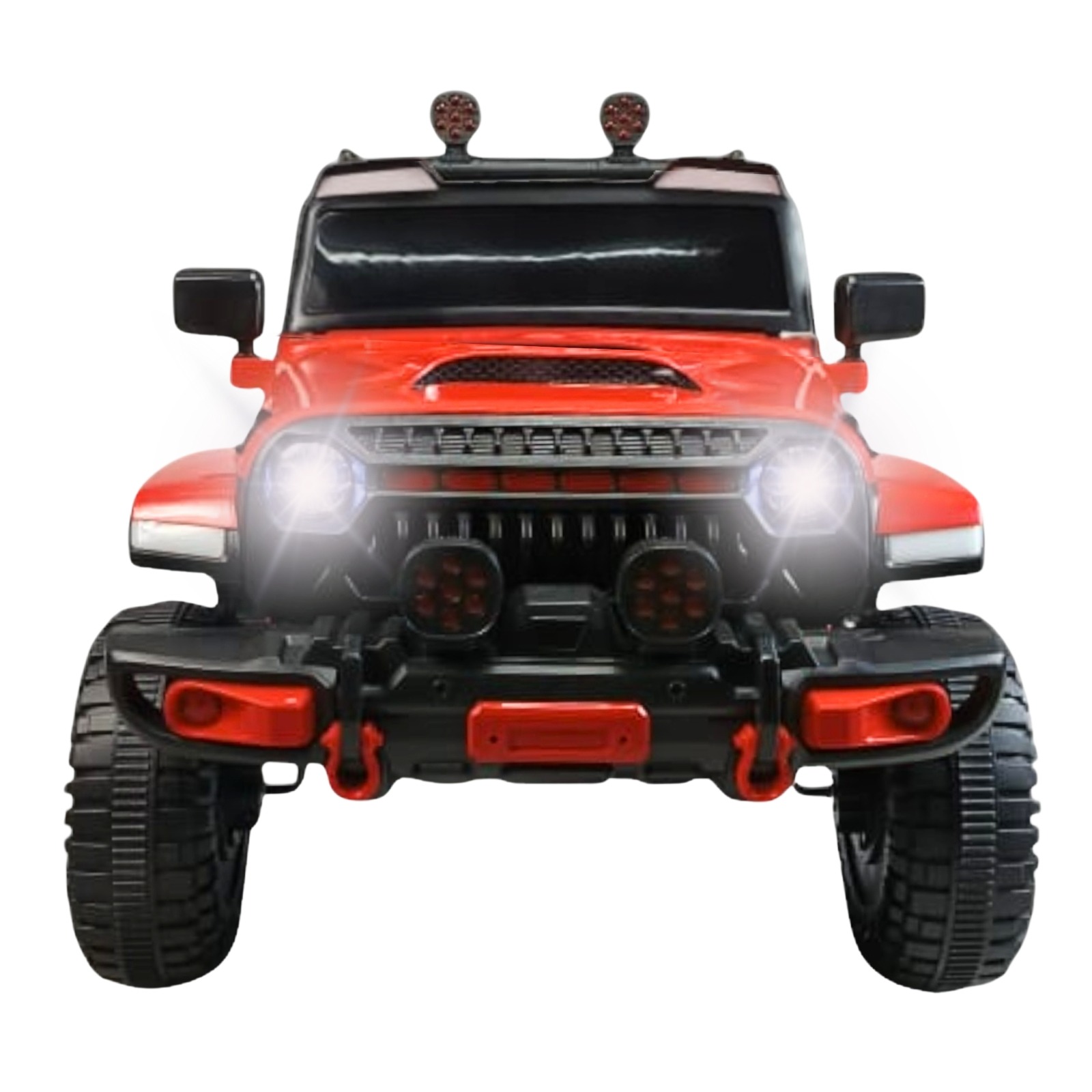 Camioneta Montable de 112 cm Tipo Jeep Para Niños  a Control Remoto Con Bluetooth, Auxiliar y USB-Rojo