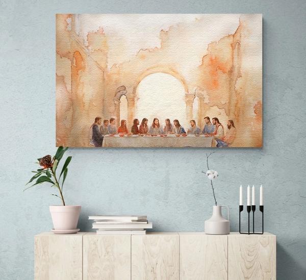 Cuadro Ultima Cena En Lienzo Canvas Opción De Marco Flotante