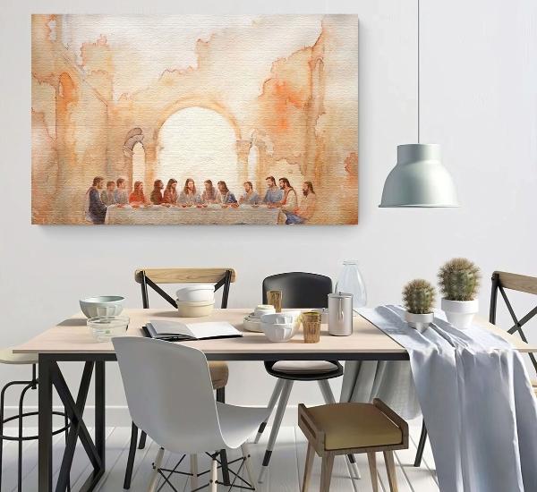 Cuadro Ultima Cena En Lienzo Canvas Opción De Marco Flotante