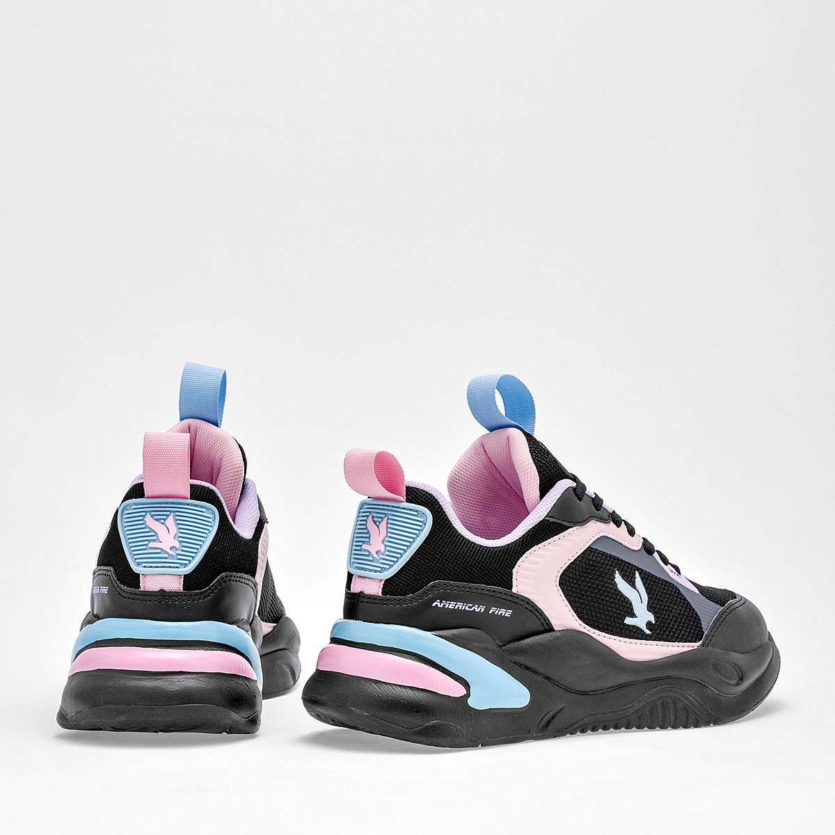 TENIS URBANO PLATAFORMA DE AMERICAN FIRE PARA  MUJER COLOR NEGRO ROSA LILA A69