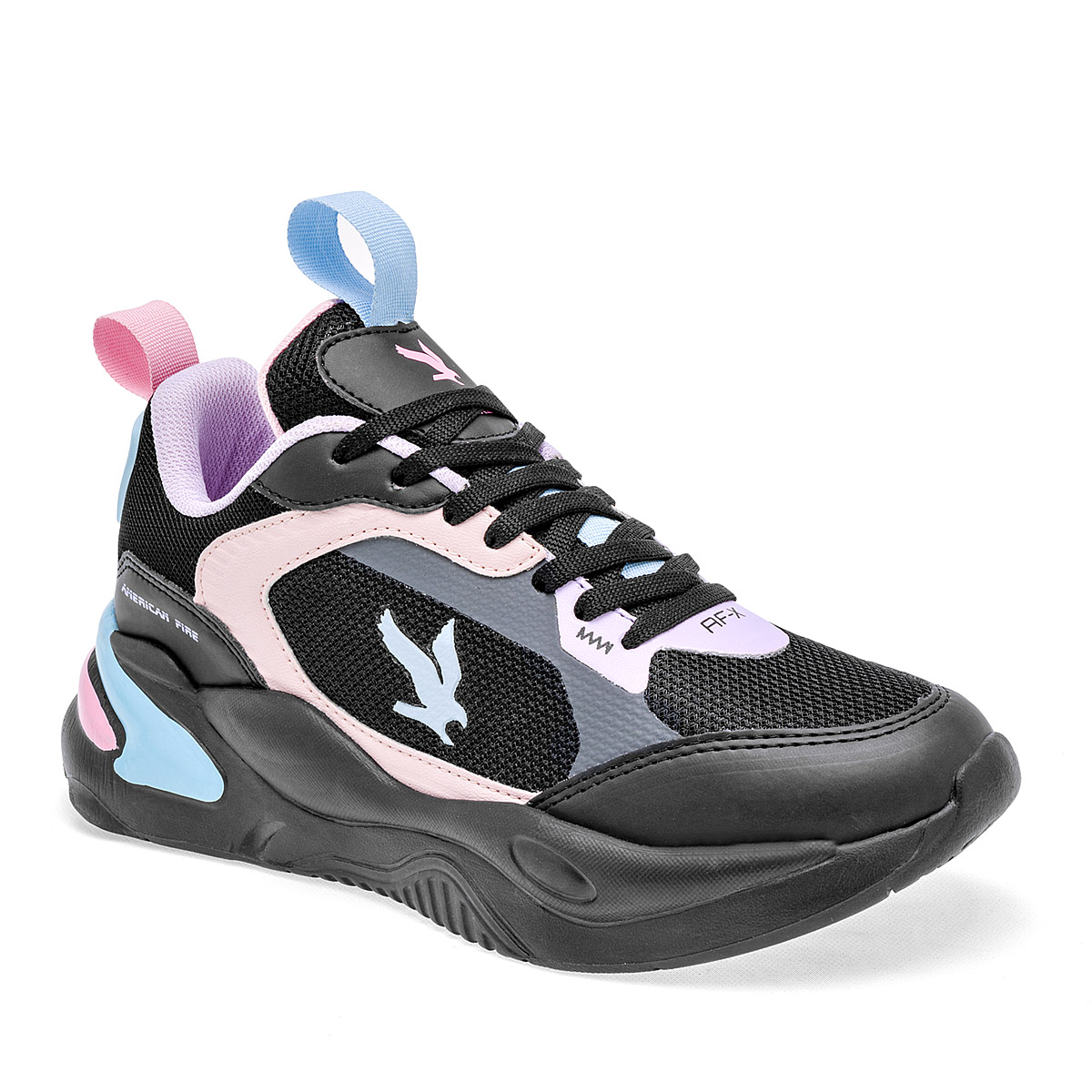 TENIS URBANO PLATAFORMA DE AMERICAN FIRE PARA  MUJER COLOR NEGRO ROSA LILA A69